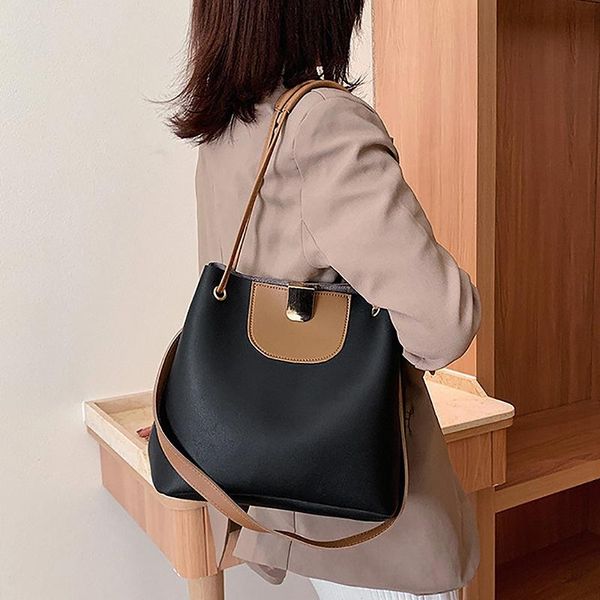 

auau-fashion large capacity bucket bag women's simple wild shoulder messenger bag