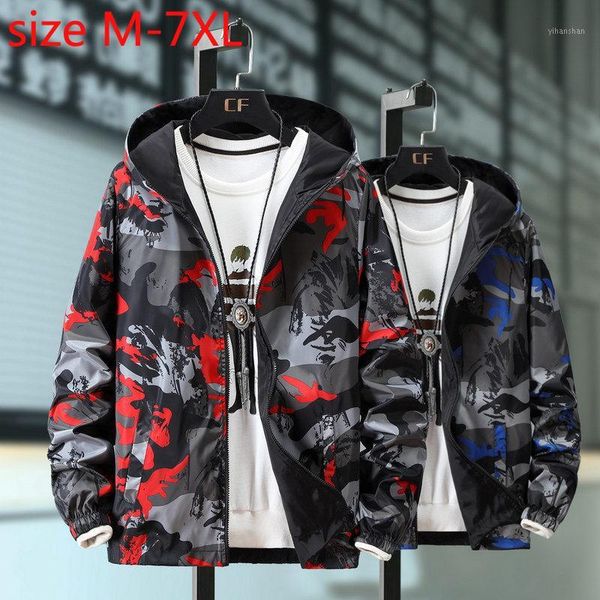 

new arrival fashion men coats spring autumn camouflage cap jacket thin large windbreaker casual print plus size mlxl2xl-6xl 7xl1, Black;brown