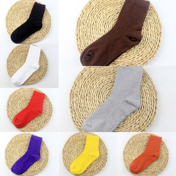 

new series solid color women's striped candy candy cotton sweat absorbing breathable socks leisure socks 3zbi6, Black