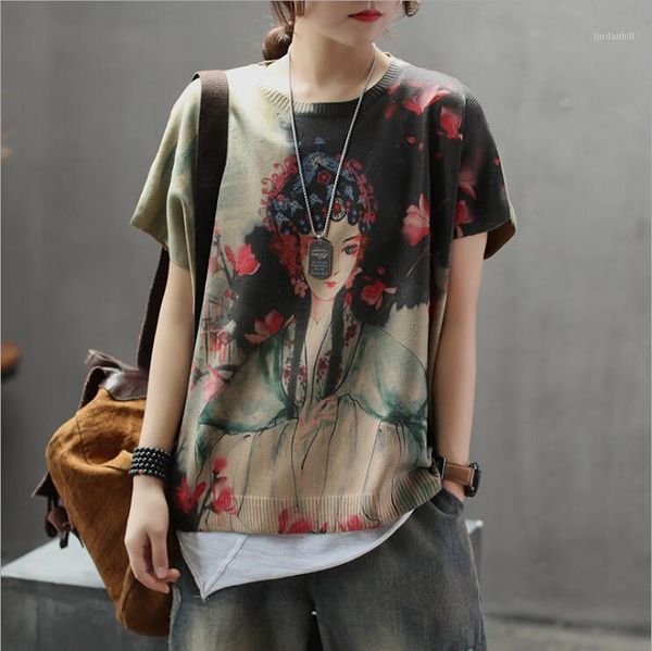 

plus size women clothing funny t shirts short sleeves vintage o neck pullovers tee t-shirts1, White