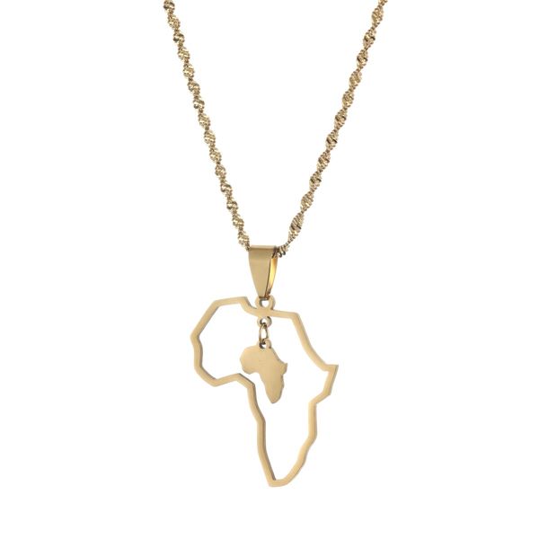 

africa map gold pendant necklaces 24k gold color gp jewelry for women men, Silver