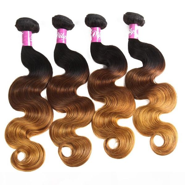 

бразильская наращивание волос 3 или 4 связки перуанский индийский 100% девственницы человеческих волос переплетений ombre три тона 8-28inch, Black