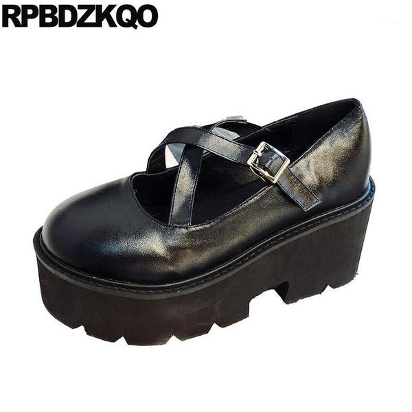 

lolita 2019 japanese black strap creepers casual platform wedge shoes ladies pumps china round toe autumn high heels 8cm1