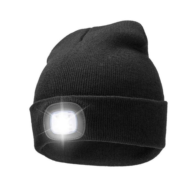 

usb charging warm led lamp cap soft lightweight white lights and red lights beanie warm hat for outdoor, Black;white