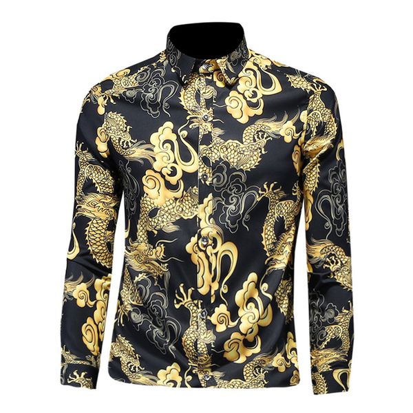 

20ss new men's shirts 5xl shirt discount casual novelty shirts jersey full sleeves fashion dragon print long sleeve shirt sport, White;black