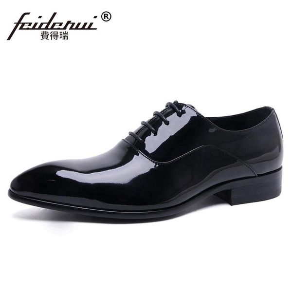 

2020 новый человек обувь лакированной кожи свадебного oxfords остроконечных toe laced мужской handmade bridal party мужская квартира me62, Black