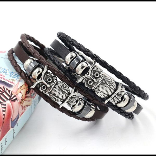 

eif dock шармов способа нескольких слоев сова кожаный браслет мужчин урожай классический канат цепи wrap arm браслет мужской ювелирные wmtuc, Golden;silver