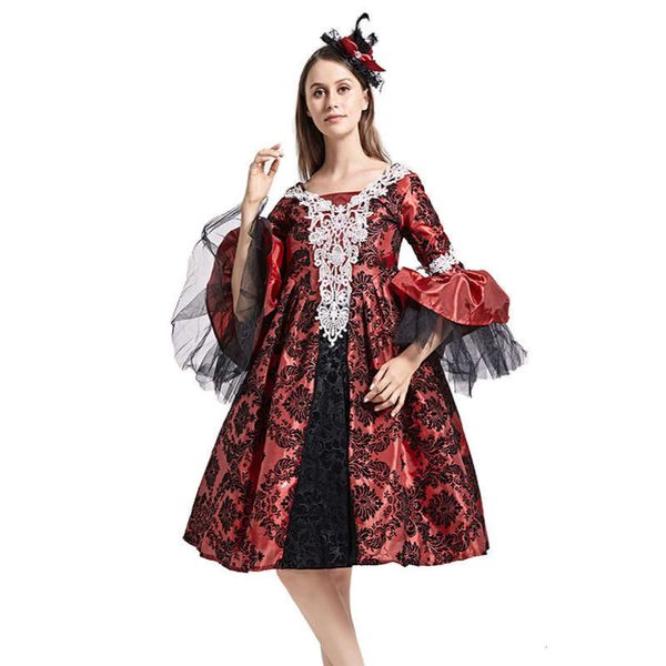 

costume halloween female dance vampire up medieval court dress gothic style, Black;gray