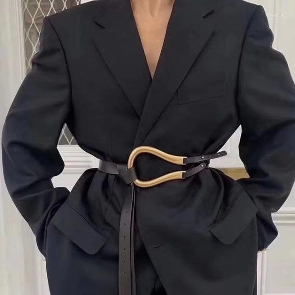 

new fashion soft faux leather belts women big alloy buckle thin double layer waistbands shirt knotted belt long waist belts 20201, Black;brown