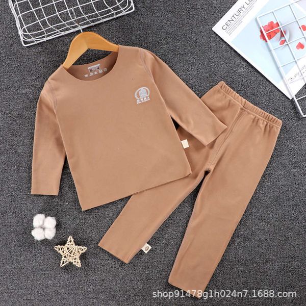 

underwear children's thermal set girls' de cashmere seamls double-sided brushed boys' bonels cloth autumn pants baby pajamase, Blue;red