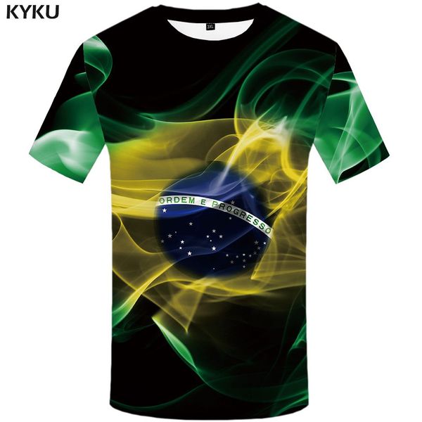 

brazil men green flame black print 3d gothic punk rock summer 3d print shirts graphic oversized humor men clothing