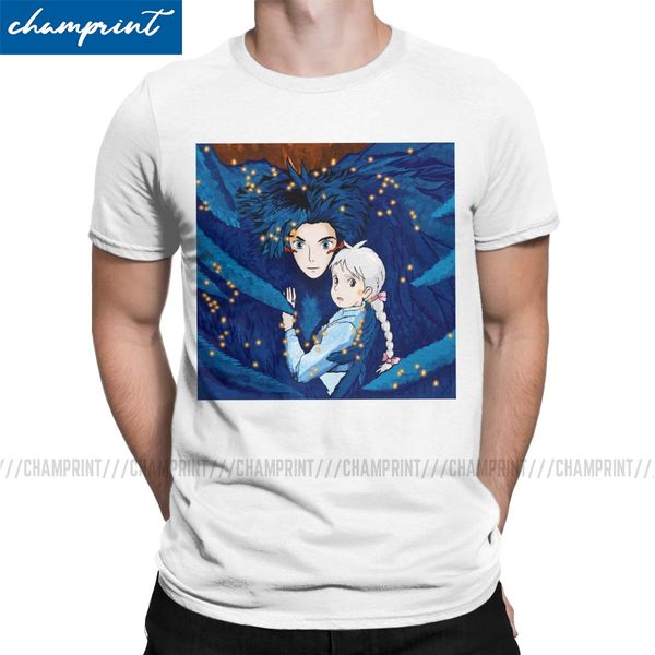 

men howl's moving castle howl & sophie ghibli miyazaki anime creative round collar tees party hooded sweatshirt hoodie men t shirt