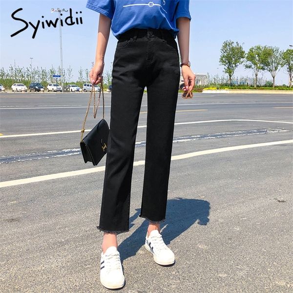 

slim black jeans woman plus size denim pants womens clothing streetwear high waist jean tassel straight stretch jeans for women lj201029, Blue