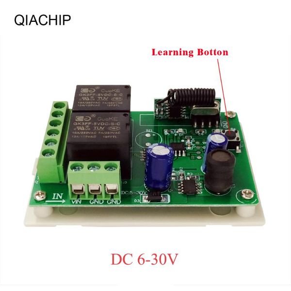 

qiachip 433mhz dc 6v 12v 24v 2ch rf реле реле модуля приемника универсальный беспроводной пульт дистанционного управления для контроллера от