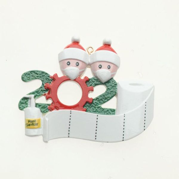 

christmas party tree decoration gift 2020 plastic pendant quarantine baby santa claus with mask families name hanging ornaments
