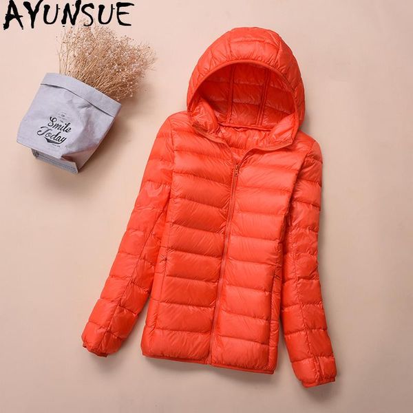 

ayunsue winter light down jacket women hooded korean fashion multicolor coat puffer jackets parka camperas mujer kj473, Black
