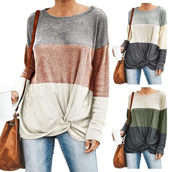 

outdoor shirts 2021 women long sleeve shirt u-neck comfortable and soft multi-color stitching blouse fashion selling casual shirt1, Gray;blue