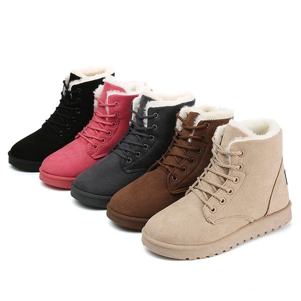 

winter snow boots female thickening plus velvet warm non-slip martin boots platform ankle combat for women, Black