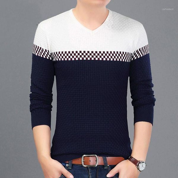 

men's sweaters brand autumn and winter men v-neck long sleeve knitwear men's pullovers casual wear striped mens sweater male ~3xl, White;black