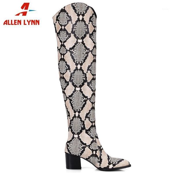 

boots allen fashion lady 2021 high heels woman shoes animal pattern thigh women over the knee boots1, Black