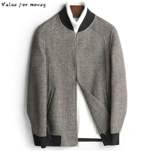 

double-sided 2020 wool coat men casual short overcoat autumn mens coats and jackets abrigo hombre d-04-1251 kj3011, Black