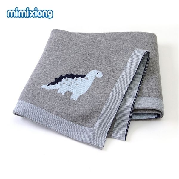 

baby blankets dinosaur knitted newborns swaddle wrap envelopes for stroller sofa bedding crib quilts 100*80cm kids cotton covers y201009