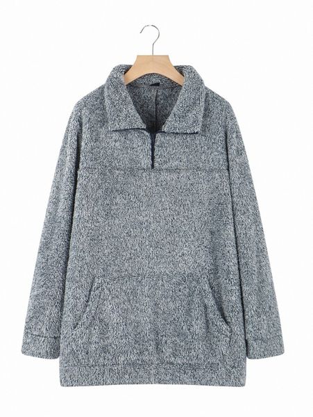 

plus quarter zip kangaroo pocket pullover s1qx#, Black