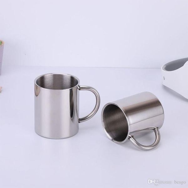 

stainless steel mountaineering mugs 300ml stainless steel double layer coffee mug cups outdoor portable camping cup with handle dh1116-1 t03