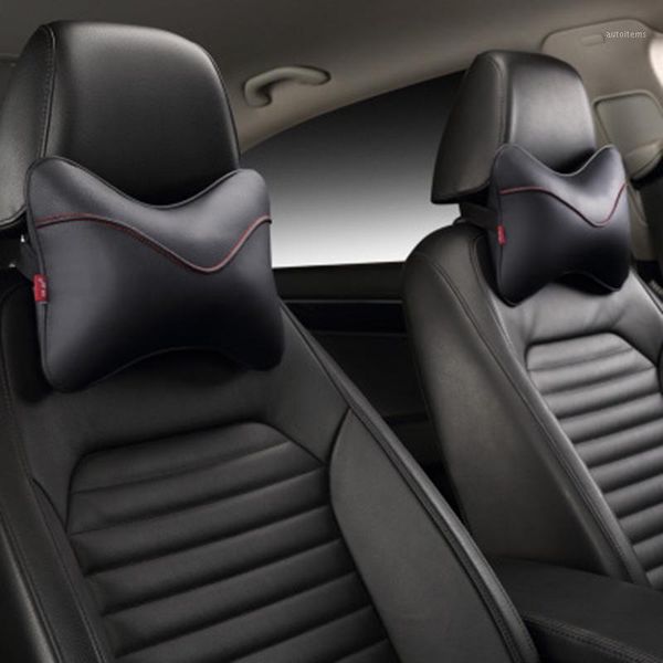 

2pcs leather car seat neck pillow head protector safety auto headrest support backrest cushion pillows universal size black1
