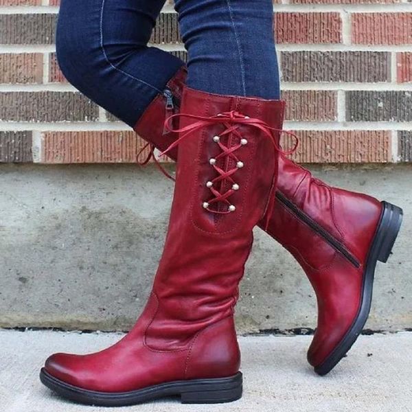 

boots bonjomarisa big size 43 ladies round toe low heel mid calf zipper leisure autumn women 2021 casual shoes woman, Black