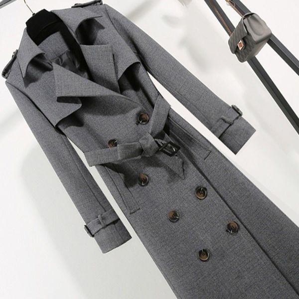 

new womens designer jackets luxury womens fur 2020 new long windbreaker ladies lace up temperament tweed coat windbreaker jacket, Tan;black