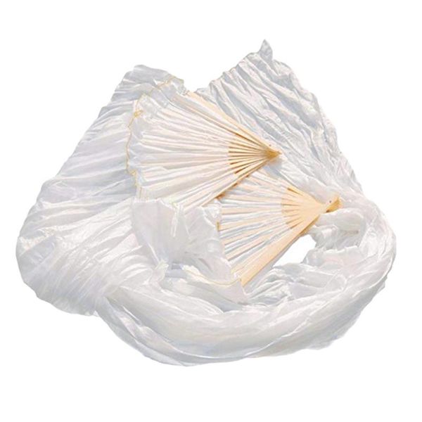 

100% silk chinese silk veil dance fans 1pcs belly dance fans white color 180x90cm