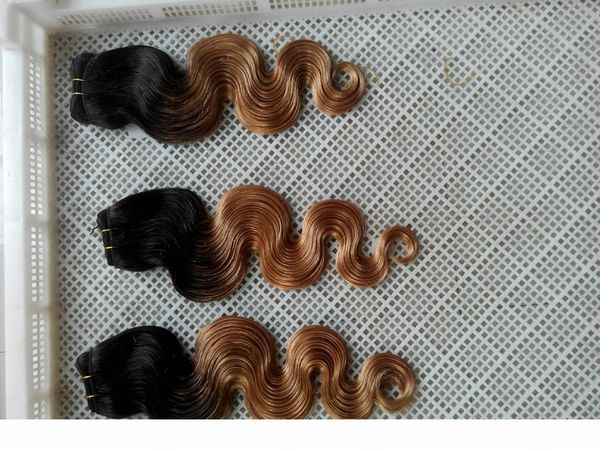 

peruvian t1 27 ombre two tones double weft hair extension 100% human hair weave 6a unprocessed body wave virgin hair weaving, Black