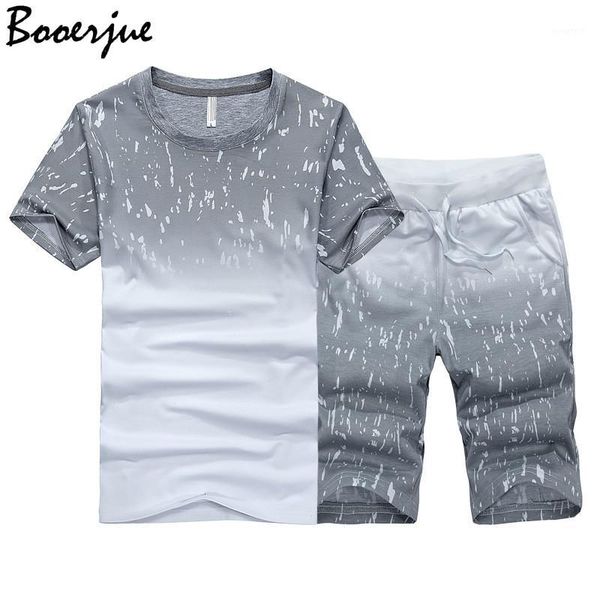 

fashion summer men set sporting suits t shirt+shorts quick drying 2 piece set casual male tracksuit men clothing sweat suit 20201, Gray