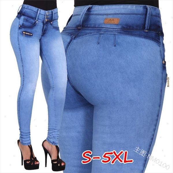 

womens autumn winter long denim pants high waist jeans skinny pants for women clubwear plus size s 5xl trousers, Blue