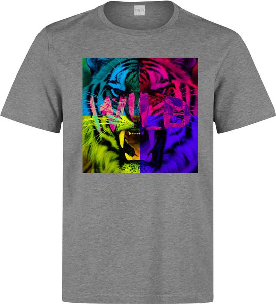 

sport 2019 new summer men fashion wild roaring tiger fang pop art men (woman's available) grey t shirt tee shirt