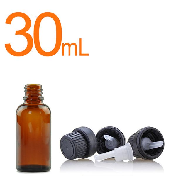 30ml 1Oz Amber Glass Vial Essential Oil Bottles with Orifice Reducer and Black Cap for Cosmetic Essential Oils Chemicals Colognes Perfume