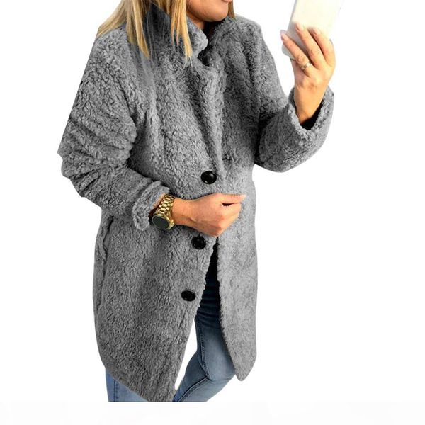 

winter faux fur coat women fluffy fleece warm long coats outwear fashion lapel hairy jackets female loose overcoat abrigo mujer, Black
