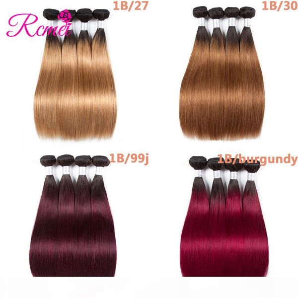 

rcmei ombre 4 bundle straight hair 1b 27 30 99j burgundy peruvian virgin hair brazilian indian mongolian malaysian hair bundles weaving, Black