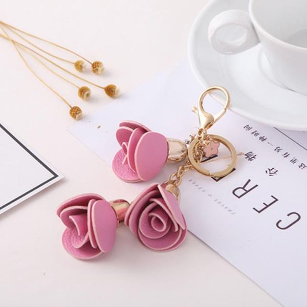 

new rose flower key chain key ring for women bag trinket accessory key ring holder jewelry eh880 h wmtcfh, Silver