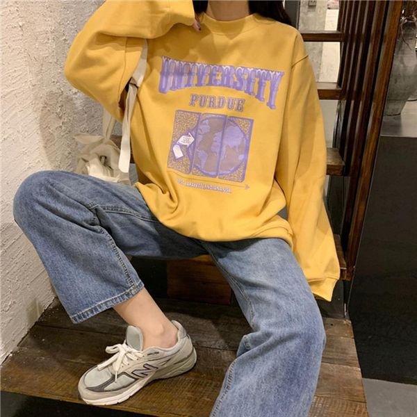 

harajuku hoodies women yellow o neck kpop moletom sweatshirt now united aesthetic clothes hoody oversized hoodie dropping, Black