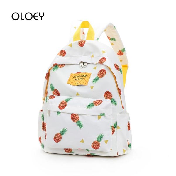 

bolso mujer mochila холст путешествия женщины рюкзак ананас печати student плеча мешок plecak модный schoolbag lady bag back pack