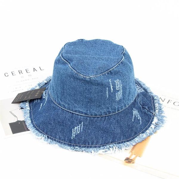 

cloches 2021 solid denim retro bucket hat fisherman outdoor travel sun cap hats for girl and women 275, Blue;gray
