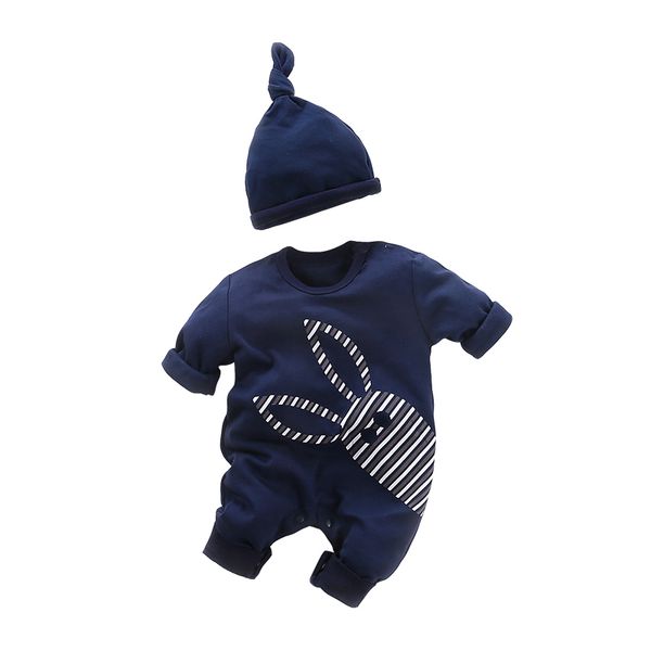 

yierying newborn romper sets spring autumn fashion 2pc long sleeve cartoon 100% cotton leisure hat+jumpsuit baby clothes suits t200706, Blue