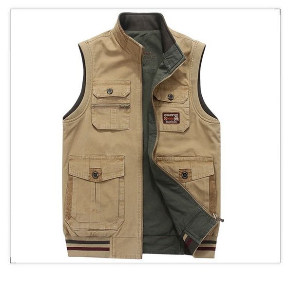 

2020ss the latest extra large two-sided waistcoat fashion casual pure color cotton jacket spring and autumn new men's multi-pocket jack, Black;white
