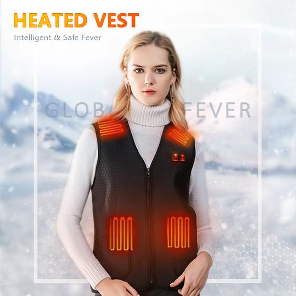 

outdoor t-shirts 7 areas heating vest jacket usb men women winter warm electrical heated sleevless hunting waistcoat hiking, Gray;blue