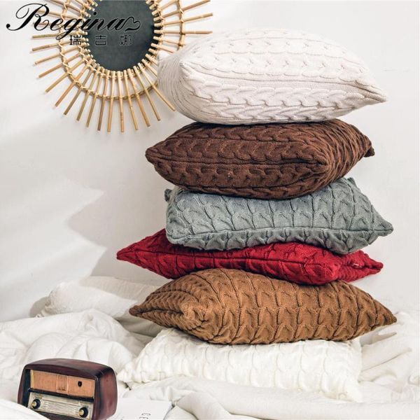 

regina brand throw pillow cover super soft 100% cotton knitted double twist cushion cover cozy decorative sofa bed pillow case1