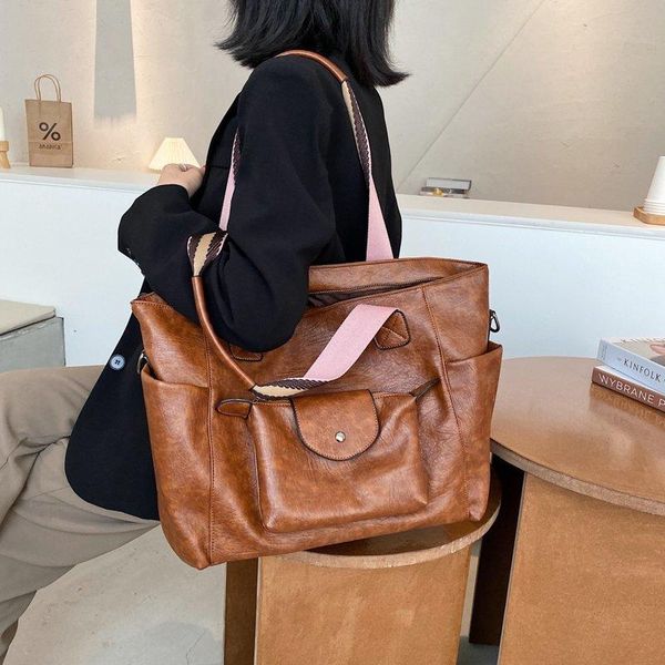 

винтаж большой pu кожаные сумки crossbody для женщин 2020 зимние простые простые плечевые сумки женщины тенденции рука bolso