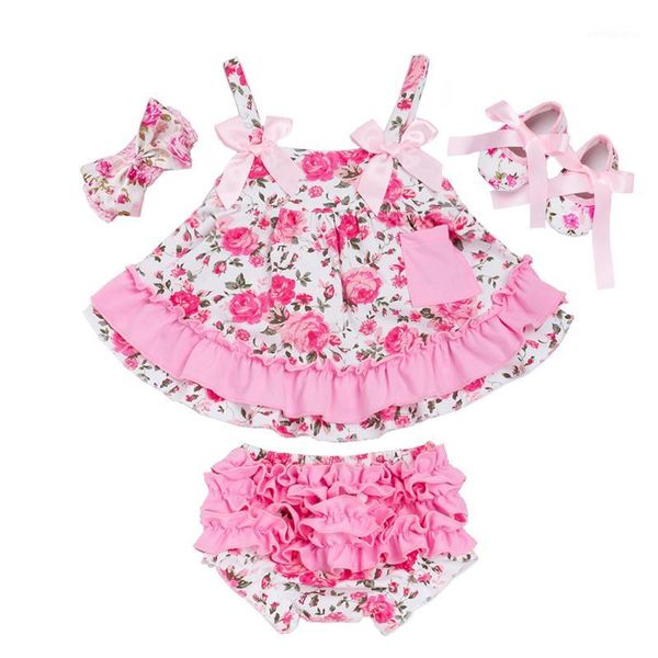 

clothing sets 2021 sweet baby swing rose girls set summer style infant ruffle outfits christmas born girl clothes gifts1, White