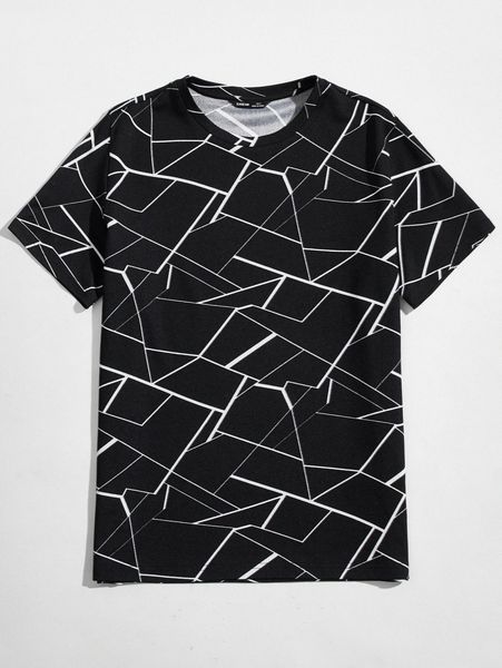 

men geo print tee 58oz#, White;black